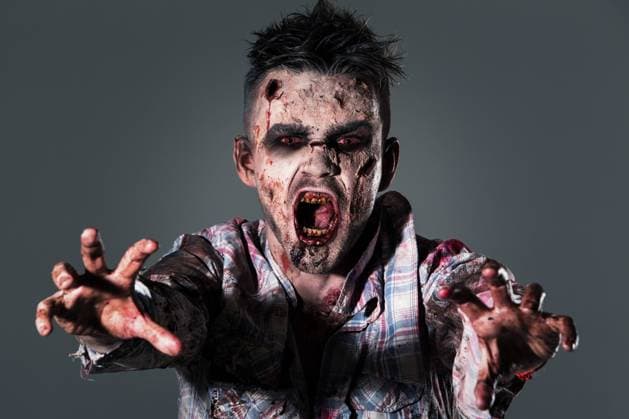 Scary zombie cosplay Aggressive, creepy zombie in clothes ,model released, Symbolfoto Copyright: xZoonar.com YekoxPhotoxStudiox 15292871 ,model released, Symbolfoto ,property released
