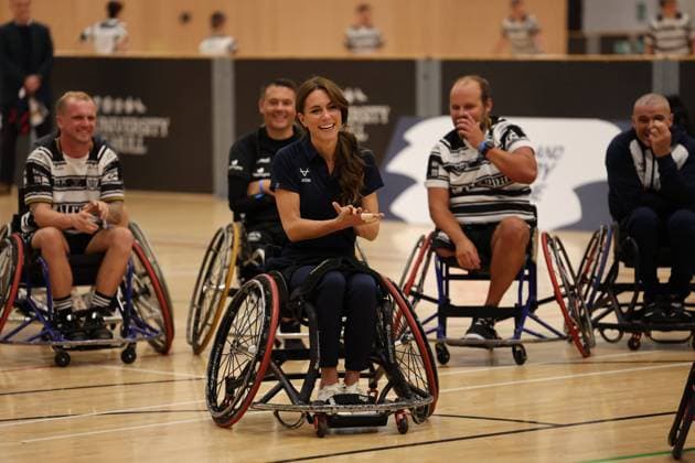 Bilder des Jahres 2023, Entertainment 10 Oktober Entertainment Themen der Woche KW40 Entertainment Bilder des Tages . 05 10 2023. Hull , United Kingdom. Kate Middleton, the Princess of Wales, at a wheelchair rugby training session, hosted by the Rugby Football League in Hull, United Kingdom.  xStephenxLockx xi-Imagesx IIM-24722-0014