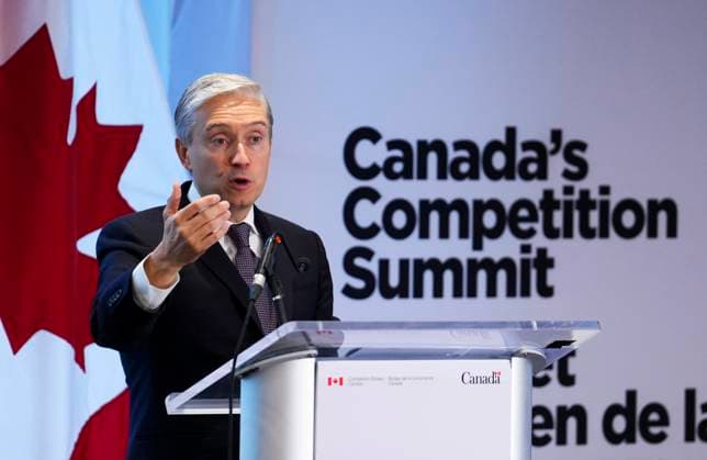 October 5, 2023, Ottawa, ON, CAN: Innovation, Science and Industry Minister Francois-Philippe Champagne speaks at Canada s Competition Summit hosted by the Competition Bureau Canada in Ottawa on Thursday, Oct. 5, 2023. Ottawa CAN  - ZUMAc35_ 20231005_zaf_c35_003 Copyright: xSeanxKilpatrickx