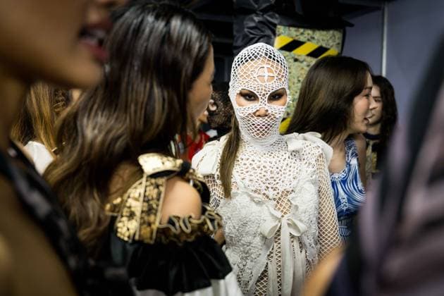 October 5, 2023, Bangkok, Bangkok, Thailand: Models wait backstage for the runway show to begin. People attend Day 1 of Bangkok International Fashion Week 2023 (BIFW2023) at Siam Paragon shopping mall in Bangkok, Thailand on October 6, 2023.People attend Day 1 of Bangkok International Fashion Week 2023 (BIFW2023) at Siam Paragon shopping mall in Bangkok, Thailand on October 6, 2023. Bangkok Thailand - ZUMAh236 20231005_zip_h236_014 Copyright: xMattxHuntx