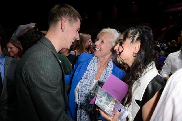 Lorenz Hochhuth, Marika Ullrich und Bayan Layla bei der Aftershow-Party nach der 24. Verleihung der First Steps Awards im Theater des Westens. Berlin, 08.10.2023