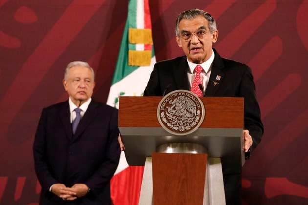 President of Mexico, Andres Manuel Lopez Obrador signs IMSS Wellbeing Health Plan October 10, 2023, Mexico City, Mexico: The governor of the state of Tamaulipas, Americo Villarreal at the press conference of the president of Mexico, Andres Manuel Lopez Obrador and the signing of the Health Plan Mexican Institute of Social Security - Wellbeing before reporters in the National Palace in Mexico City. on October 10, 2023 in Mexico City, Mexico (Photo by Luis Barron Eyepix Group). Copyright: xLuisxBarronx xEyepixxGroupx LB_20231010_SALUD28