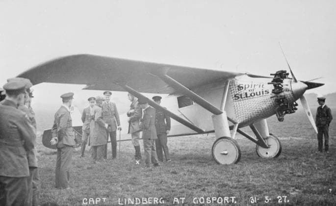 RECORD DATE NOT STATED Charles A. Lindbergh with his Plane, Spirit of St. Louis Charles A. Lindbergh with his Plane Spirit of St. Louis, Gosport, May 31, 1927 Date: 1927  Copyright: Gemini 10584969