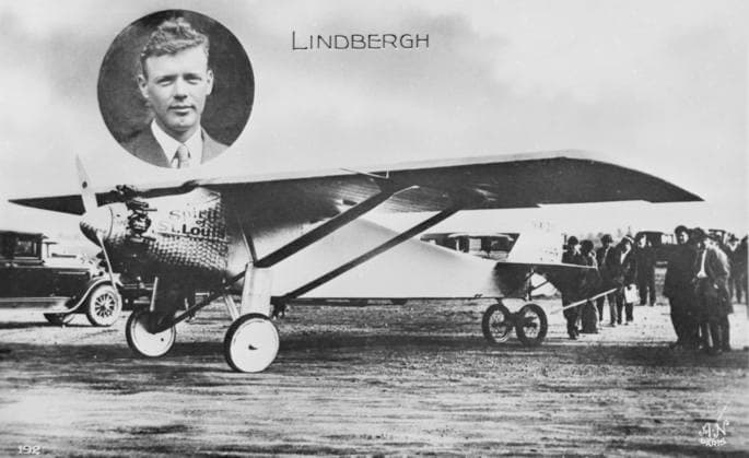 RECORD DATE NOT STATED Charles A. Lindbergh with his Plane Spirit of St. Louis Charles A. Lindbergh with his Plane Spirit of St. Louis, Gosport, May 31,1927 Date: 1927  Copyright: Gemini 10584970