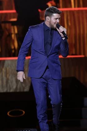 Michael Buble ˜Higher Tour ˜ Live Concert October 12, 2023, Mexico City, Mexico: Canadian singer Michael Buble performs on stage during their Higher Tour 2023 at Mexico City Arena. on October 12, 2023 in Mexico City, Mexico. (Photo by Ismael Rosas Eyepix Group) Copyright: xIsmaelxRosas xEyepixxGroupx IR_12102023_101359