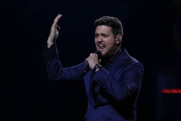 Michael Buble ˜Higher Tour ˜ Live Concert October 12, 2023, Mexico City, Mexico: Canadian singer Michael Buble performs on stage during their Higher Tour 2023 at Mexico City Arena. on October 12, 2023 in Mexico City, Mexico. (Photo by Ismael Rosas Eyepix Group) Copyright: xIsmaelxRosas xEyepixxGroupx IR_12102023_101368