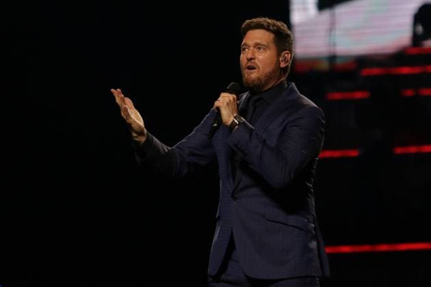 Michael Buble ˜Higher Tour ˜ Live Concert October 12, 2023, Mexico City, Mexico: Canadian singer Michael Buble performs on stage during their Higher Tour 2023 at Mexico City Arena. on October 12, 2023 in Mexico City, Mexico. (Photo by Ismael Rosas Eyepix Group) Copyright: xIsmaelxRosas xEyepixxGroupx IR_12102023_101369