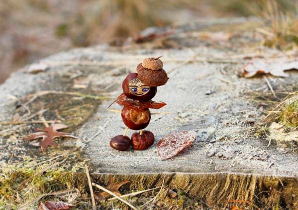 weibliche Kastanienfigur mit Hut, Vorderansicht chestnut woman with hat, front view BLWS695883 *** Female Chestnut figure with Hat, Front view Chestnut Woman With has, Front View BLWS695883 Copyright: xblickwinkel B.xRainerx