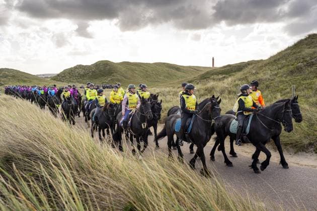 News Themen der Woche KW41 CALLANTSOOG - Riders on Frisian horses are on their way in a procession from Callantsoog to Huisduinen as part of the fifth and final beach ride. ANP JILMER POSTMA netherlands out - belgium out  Copyright: xx x481048364x originalFilename: 481048364.jpg