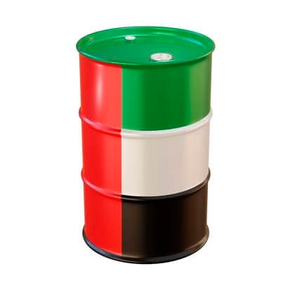 oil barrel in flag isolated 3d render of oil barrel in united arab emirates flag. Copyright: xZoonar.com mtxKANGx 18541017