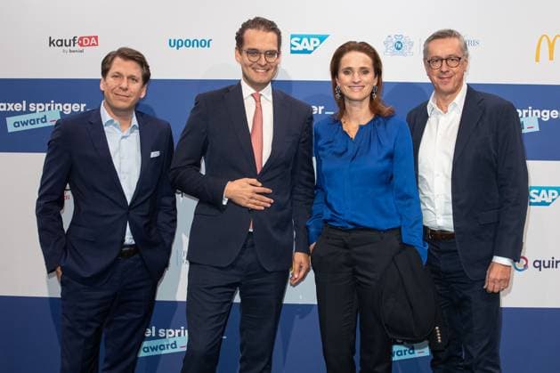 Axel Springer Award 2023 Jens-Uwe Bornemann, Claudius Senst, Verena Pausder und Tonio Kröger beim Axel Springer Award 2023 im Axel Springer Neubau am 17.10.2023 in Berlin. Copyright: xEventpressxKochanx