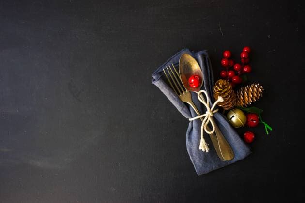 Table setting for Christmas dinner with festive decoration on dark wooden table with copyspace , 38615134.jpg, berry, blackboard, branch, card, chalkboard, christmas, copyspace, cutlery, dark, decor, decoration, dining, dinner, dinnerware, dishware, eating, festtive, flatware, food, fork, holiday, knife, napkin, ornament, restaurant, rustic, serving, set, setting, silverware, snowflake, table, tablecloth, tableware, vintage, winter, xmas RECORD DATE NOT STATED