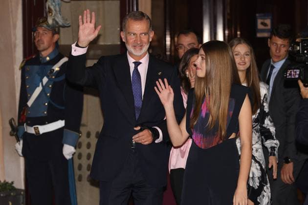 The King and Queen of Spain, the Princess of Asturias and Infanta Sofia preside over the 31st Princess of Asturias Awards Concert King Felipe VI and Infanta Sofia leaves the XXXI Princess of Asturias Awards Concert at the Auditorio Palacio de Congresos Principe Felipe on October 19, 2023 in Oviedo, Spain. Photo by Raul Terrel Europa Press ABACAPRESS.COM Oviedo Spain  Copyright: xEuropaxPress ABACAx 872467_032 EuropaxPress ABACAx 872467_032
