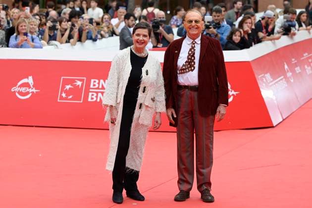 October 20, 2023, Rome, Italy: Isabella Rossllini (l) and Renzo Arbore (r) attend the red carpet of Isabella Rossellini and Renzo Arbore at Rome Film Fest 2023 at Auditorium Parco della Musica. Rome Italy - ZUMAs197 20231020_aaa_s197_253 Copyright: xMarioxCartellix