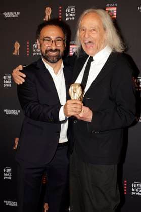 Behrooz Karamizade und Thomas Mauch bei der 34. Verleihung des Hessischen Film- und Kinopreises 2023 in der Alten Oper. Frankfurt, 20.10.2023