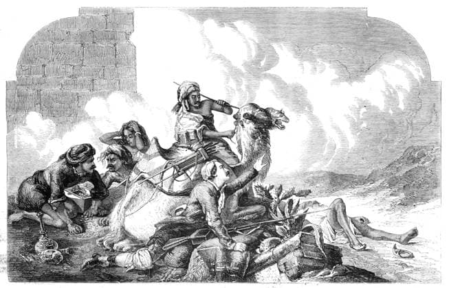 RECORD DATE NOT STATED Group from Mr. Barker s picture, The Relief of Lucknow, 1860. Engraving of a painting, depicting ...that grand event, the meeting of Generals Havelock and Campbell beneath the walls of the rebel and now captured city...What attaches a peculiar and enduring value to this performance are the admirably truthful portraits of the heroes who took part in that memorable day, and which have all been prepared from materials obtained from actual sittings by Mr. Lundgren - amongst them those of Sir Cohn Campbell (now Lord Clyde), General Outram, General Mansfield, Sir Hope Grant, Brigadier Russell, and the officers of their respective staffs, and, as a hideous set-off, one of that double traitor, Maun Sing...We select an episode from this picture as  Copyright:ThexPrintxCollector HeritagexImagesxUnknownx IMAGO