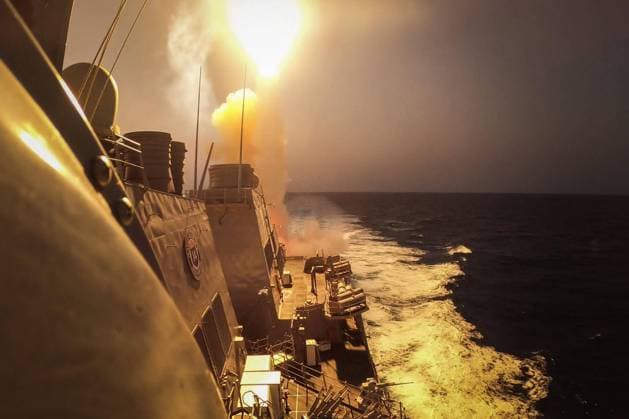 The Arleigh Burke-class guided-missile destroyer USS Carney (DDG 64) defeats a combination of Houthi missiles and unmanned aerial vehicles in the Red Sea, Oct. 19. Carney is deployed to the U.S. 5th Fleet area of operations to help ensure maritime security and stability in the Middle East region. While the primary target of the missiles and drones has yet to be established, U.S. officials have said they were potentially headed towards Israel. Where: Red Sea When: 19 Oct 2023 Credit: U.S. Navy Cover Images **EDITORIAL USE ONLY. MATERIALS ONLY TO BE USED IN CONJUNCTION WITH EDITORIAL STORY. THE USE OF THESE MATERIALS FOR ADVERTISING, MARKETING OR ANY OTHER COMMERCIAL PURPOSE IS STRICTLY PROHIBITED. MATERIAL COPYRIGHT REMAINS WITH STATED SUP Copyright: xPettyxOfficerx2ndxClassxAaronxLax 53150396