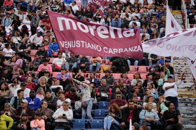 October 25, 2023, Mexico City, Mexico City, Mexico: MORENA party militants from different municipalities in the city attended the event organised by the party based at the Ciudad de los Deportes. Mexico City Mexico - ZUMAs310 20231025_zip_s310_009 Copyright: xLuisxExSalgadox