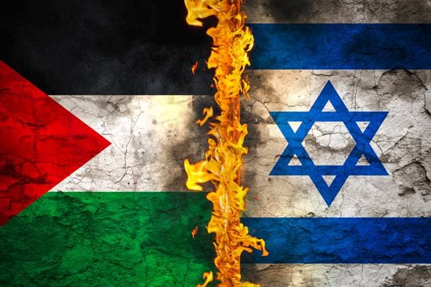 25 October 2023: Middle East conflict between Palestine and Isreal. War and Conflict Icon Image PHOTOMONTAGE *** Nahostkonflikt zwischen Palästina und Isreal. Krieg und Konflikt Symbolbild FOTOMONTAGE