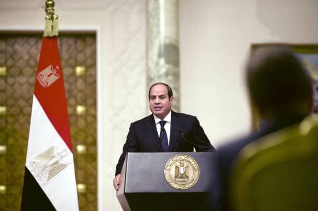 French president And Egyptian President Press Conference - Cairo Egyptian President Abdel Fattah el-Sissi, and French President Emmanuel Macron hold a joint press conference after their talks in Cairo, Egypt, October 25, 2023. Photo by Nicolas Messyasz Pool ABACAPRESS.COM Cairo Egypt  Copyright: xMessyaszxNicolas Pool ABACAx 873247_013 MessyaszxNicolas Pool ABACAx 873247_013