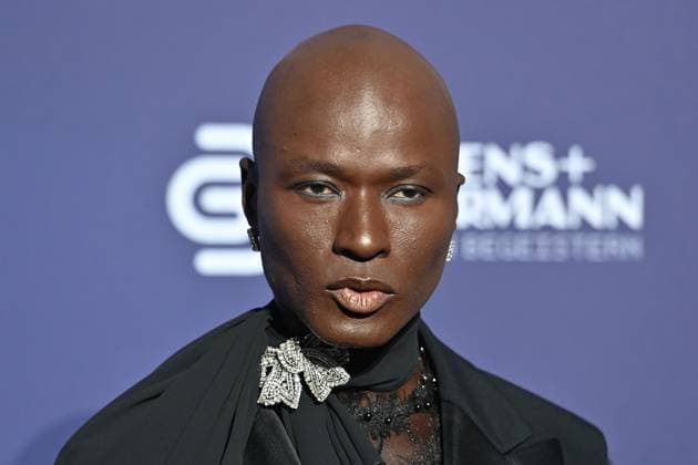 Model Papis Loveday, Einzelbild,angeschnittenes Einzelmotiv,Portraet,Portrait,Porträt. Roter Teppich,Blauer Panther Ð TV und Streaming Award 2023 am 25.10.2023 in der BMW Welt Muenchen.