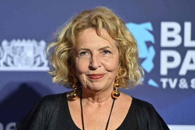 Michaela MAY (Schauspielerin), Einzelbild,angeschnittenes Einzelmotiv,Portraet,Portrait,Porträt. Roter Teppich,Blauer Panther Ð TV und Streaming Award 2023 am 25.10.2023 in der BMW Welt Muenchen.