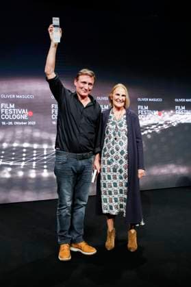 Oliver Masucci und Gabriela Sperl bei der Verleihung der Cologne Awards auf dem 33. Film Festival Cologne 2023 im E-Werk. Köln, 26.10.2023