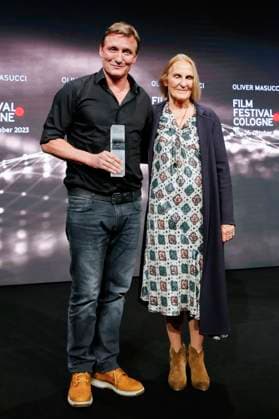Oliver Masucci und Gabriela Sperl bei der Verleihung der Cologne Awards auf dem 33. Film Festival Cologne 2023 im E-Werk. Köln, 26.10.2023