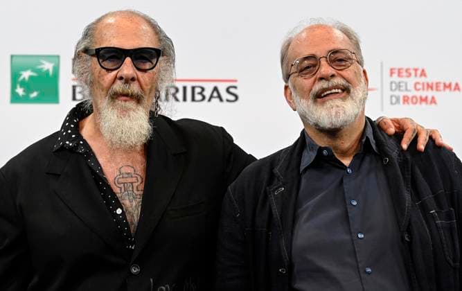 Entertainment Themen der Woche KW43 Entertainment Bilder des Tages October 27, 2023, Rome: Italian authors Roberto DAgostino (L) and Marco Giusti (R) pose during a. photocall for the movie Roma, Santa e Dannata at the 18th annual Rome International Film Fest in Rome, Italy, 27 October 2023. The Festa del Cinema di Roma runs from 18 to 29 October 2023. ANSA RICCARDO ANTIMIANI Rome  - ZUMAa110 20231027_zaf_a110_020 Copyright: xRiccardoxAntimianix