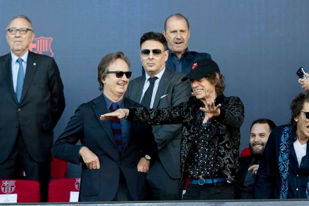 October 28, 2023, Barcelona, Spain: BARCELONA, SPAIN - OCTOBER 28: .Mick Jagger and Ron Wood during the La Liga EA Sports match between FC Barcelona and Real Madrid at the Estadi Olimpic Lluis Companys on October 28, 2023 in Barcelona, Spain Barcelona Spain - ZUMAd159 20231028_zia_d159_008 Copyright: xGerardxFrancox