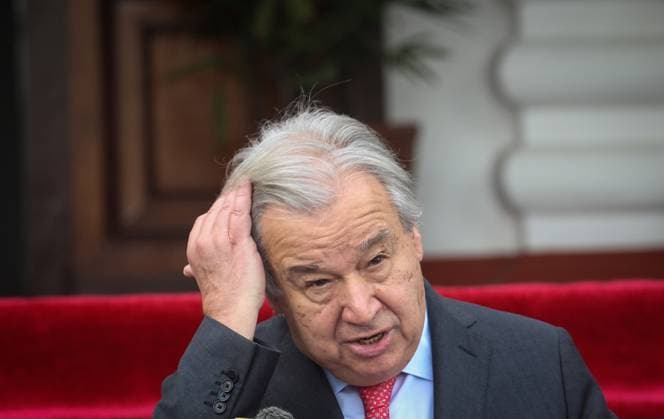 News Themen der Woche KW43 October 29, 2023, Kathmandu, Bagmati, Nepal: United Nations Secretary-General AntoÂ³nio Guterres talks to media after the bilateral meeting with Nepali Prime Minister Pushpa Kamal Dahal at the Office of the Prime Minister, Singha Durbar in Kathmandu, Nepal, October 29, 2023. Guterres arrive in Kathmandu for four-day official visit. Kathmandu Nepal - ZUMAs233 20231029_zap_s233_002 Copyright: xSunilxSharmax