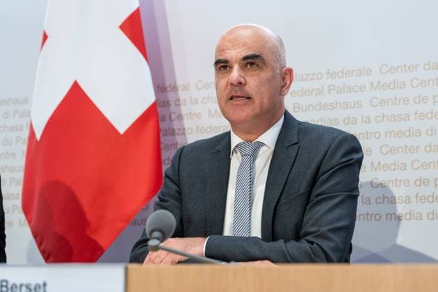 Bundesrat Alain Berset an der MK zum Thema Krankenkassen . Aufgenommen am 26.09.2023. Bern Schweiz *** Bundesrat Alain Berset to the MK to Subject Health insurance companies included on 26 09 2023 Bern Switzerland  Copyright: xmatthiasxspicherx MSP09091