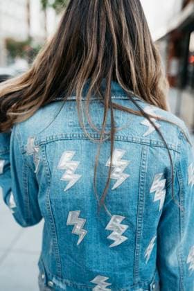 Close Up Denim Jacket with Lightning Bolts Washington, District of Columbia, United States R_BSXT231026-1275019-01 EDITORIAL USE ONLY