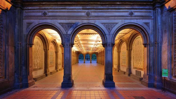 The pedestrian underpass at Bethesda Terrace, Central Park, New York City. Copyright: 32146814 RECORD DATE NOT STATED