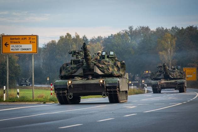 October 22, 2023 - Germany - Soldiers, assigned to the 3rd Infantry Division, transport M1 Abrams tanks in a tactical road march to Combined Resolve 24-01 at the Joint Multinational Readiness Center (JMRC) near Hohenfels, Germany Oct. 22, 2023. Combined Resolve 24-01 is a reoccurring Europe and Africa training exercise, designed to prepare U.S. brigade combat teams, NATO allies and partners in support of NATO deterrence initiatives. Approximately 4,000 Soldiers from 14 nations participated in this event. Germany - ZUMAz03_ 20231022_shn_z03_249 Copyright: xU.S.xArmyx