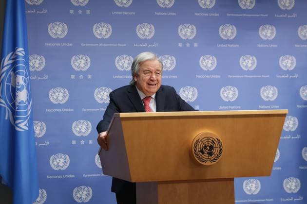 News Themen der Woche KW45 News Bilder des Tages November 6, 2023, NY, USA: United Nations, New York, USA, November 06, 2023 - Secretary-General Antonio Guterres brief reporters on recent developments in Israel and Gaza today at the United Nations Headquarters in New York City. Photo: Giada Papini Rampelotto EuropaNewswire USA - ZUMAra1_ 20231106_aap_ra1_005 Copyright: xLuizxRampelottox