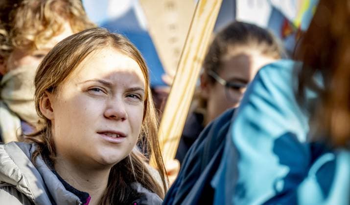 AMSTERDAM - Greta Thunberg during a march for climate and justice. The participants want to call on politicians to take measures against problems that the Netherlands faces. They talk about the climate crisis, racism, biodiversity crisis, poverty and the housing crisis. ANP ROBIN UTRECHT netherlands out - belgium out  Copyright: xx x483676966x originalFilename: 483676966.jpg