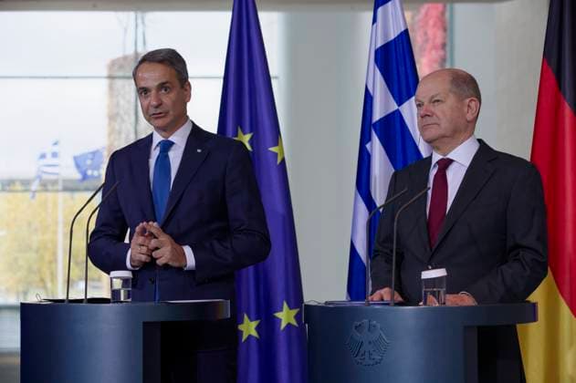 News Themen der Woche KW46 Olaf Scholz + Kyriakos Mitsotakis 2023-11-14 - Deutschland, Berlin - Gemeinsame Pressekonferenz von Bundeskanzler Olaf Scholz (SPD) und dem griechischen Ministerpräsidenten Kyriakos Mitsotakis im Kanzleramt. *** Olaf Scholz Kyriakos Mitsotakis 2023 11 14 Germany, Berlin Joint press conference by Federal Chancellor Olaf Scholz SPD and Greek Prime Minister Kyriakos Mitsotakis at the Chancellery
