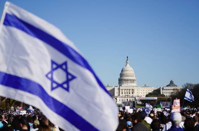 News Themen der Woche KW46 Demonstrators gather to denounce antisemitism at a March for Israel on the National Mall in Washington DC on Tuesday, November 14, 2023. The event was called to express American solidarity with Israel and demand the release of hostages being held by Hamas, according to organizers.  WAS20231114643 BONNIExCASH