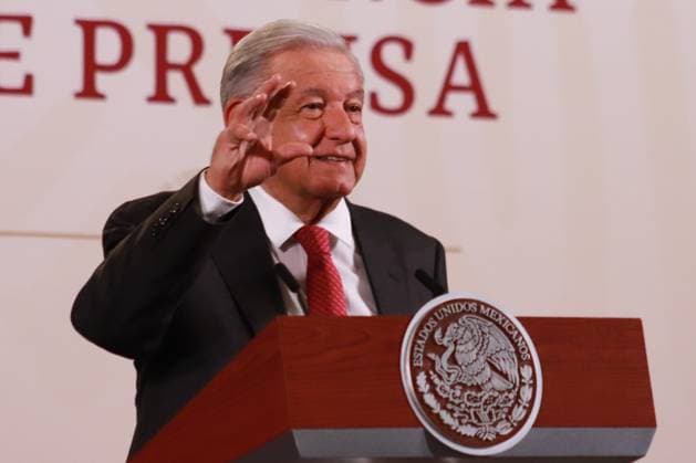 Mexican President, Lopez Obrador News Conference November 15, 2023 in Mexico City, Mexico: Mexican President, Andres Manuel Lopez Obrador, gesticulates while talk during his daily briefing conference in front of media at the National Palace. on November 15, 2023 in Mexico City, Mexico. (Photo by Carlos Santiago Eyepix Group) Copyright: x<author >x xEyepixxGroupx CS202311158176