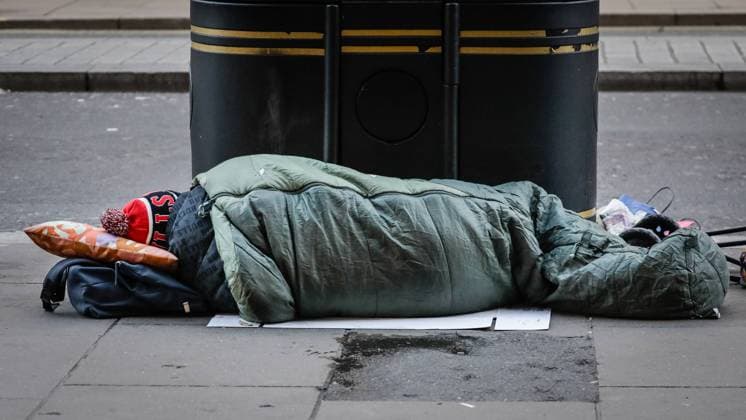Homelessness crisis in London London, UK 19th Nov 2023. Following former Home Secretary Suella Braverman s controversial comments describing some people being homeless as a choice and tents to be removed from them, rough sleepers are seen near Oxford Street in central London, sleeping without tents and in just sleeping bags in cold winter weather this morning., Credit:IMAGEPLOTTER Avalon  Copyright: xIMAGEPLOTTERx xAvalonx 0823046378