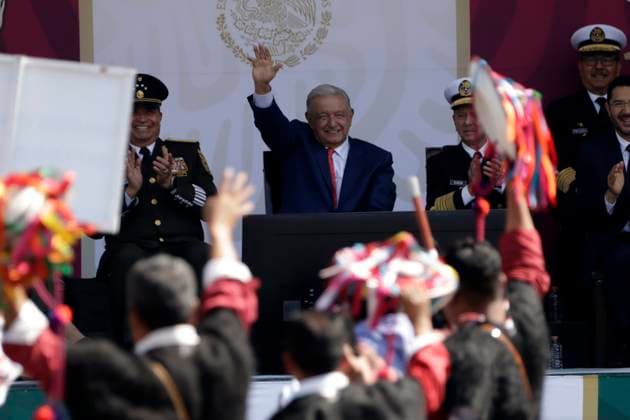 Andres Manuel Lopez Obrador, president of Mexico commemorates the 113th anniversary of the Mexican Revolution November 20, 2023, Mexico City, Mexico: The president of Mexico, Andres Manuel Lopez Obrador presides over the Civic Military Parade for the 113th anniversary of the beginning of the Mexican Revolution in the Zocalo square in Mexico City. on November 20, 2023 in Mexico City, Mexico (Photo by Luis Barron Eyepix Group). Copyright: xLuisxBarronx xEyepixxGroupx LB_20231120_REVMEX36