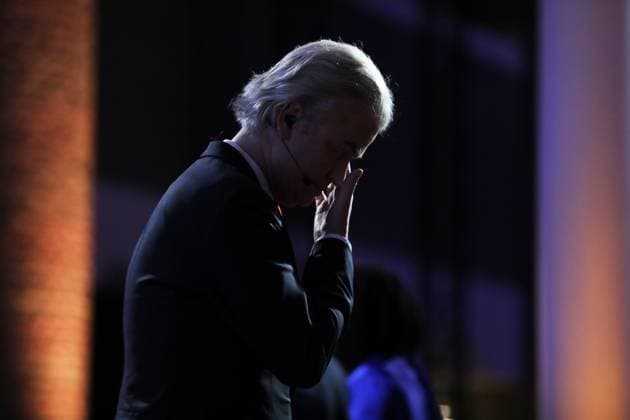 Den Haag, Niederlande, 21.11.2023: Traditionelle TV-Debatte am Vorabend des Wahltags, produziert vom öffentlich-rechtlichen NOS im niederländischen Fernsehen NPO 1: Geert Wilders, PVV *** The Hague, Netherlands, 21 11 2023 Traditional TV debate on the eve of election day, produced by public broadcaster NOS on Dutch television NPO 1 Geert Wilders, PVV Copyright: xdtsxNachrichtenagenturx dts_26143
