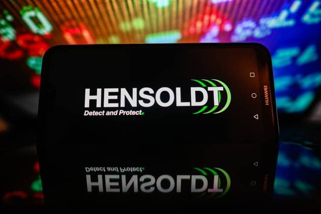 Photo illustration in Poland. In this photo illustration, Hensoldt logo is displayed on a smartphone with stock market percentages in the background. Poland Copyright: xOmarxMarquesx xSOPAxImagesx omarques_23112023_phone_tech-8