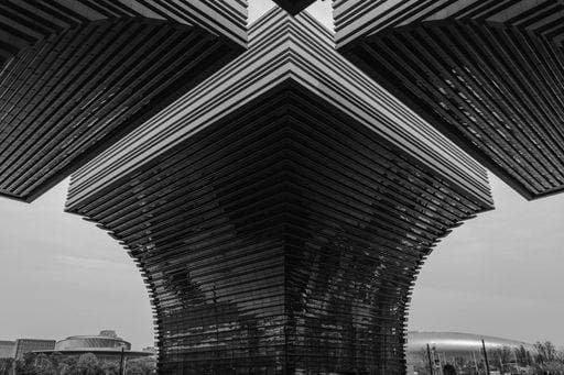 Creative Highlights World RECORD DATE NOT STATED An impressive monochrome shot of Changzhou Cultural Plaza with striking symmetry and geometric shapes 22038695