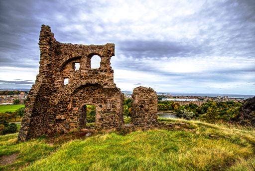 A closeup of the St Anthonys Chapel Ruins in Holyrood Park, Edinburgh, Scotland 7541474 RECORD DATE NOT STATED