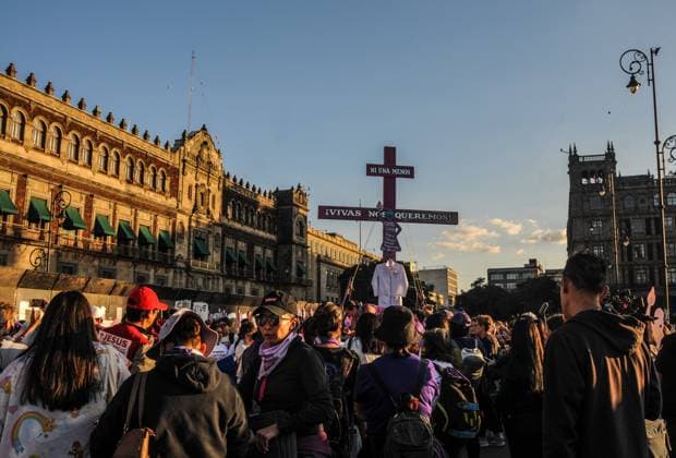 International Day for the Elimination of Violence against Women in Mexico November 25, 2023, Mexico City, Mexico:Women take part during a demonstration for the International Day for the Elimination of Violence against Women at Mexico City Zocalo. on November 25, 2023, (Photo by Ginare Photo Eyepix Group) Copyright: xGinarexPhoto xEyepixxGroupx GP_25112023_105685