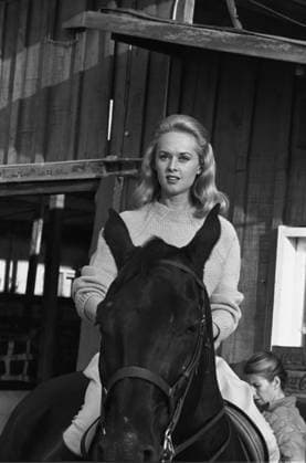 Film Marnie Actress Tippi Hedren riding a horse for a film scene Virginia USA  Copyright: xLeoxFuchsx 0834 Tippi Hedren (Marnie) ridin