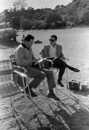 Film Send Me No Flowers Actors Rock Hudson and Tony Randall at the film set Los Angeles, CA USA  Copyright: xLeoxFuchsx R0541-Hudson-Randall-SMNF