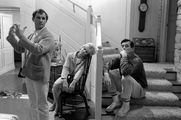 Film Send Me No Flowers Director Norman Jewison with actors Rock Hudson and Doris Day at the film set Los Angeles, CA USA  Copyright: xLeoxFuchsx R0547-Jewison-Day-Hudson-SMNF